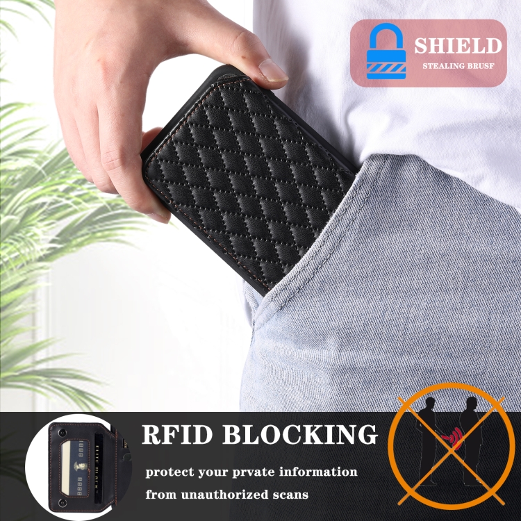 For Samsung Galaxy S23+ 5G Grid Texture Card Bag Phone Case with Lanyard(Black) For Samsung Galaxy S23+ 5G Grid Texture Card Bag Phone Case with Lanyard(Black)