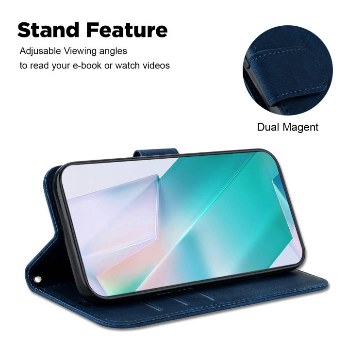 For iPhone 15 Plus Little Tiger Embossed Leather Phone Case(Dark Blue) For iPhone 15 Plus Little Tiger Embossed Leather Phone Case(Dark Blue)