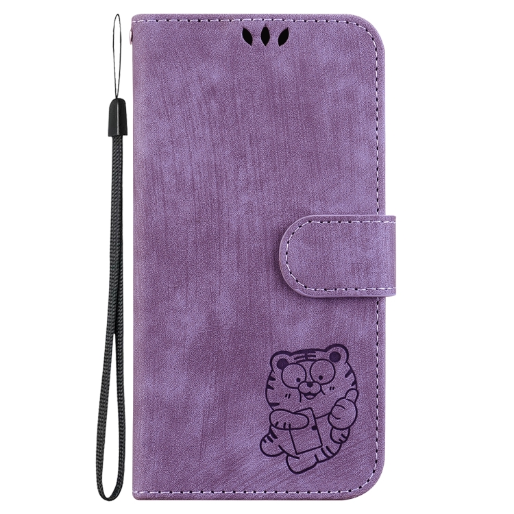 For iPhone 16 Little Tiger Embossed Leather Phone Case(Purple) For iPhone 16 Little Tiger Embossed Leather Phone Case(Purple)