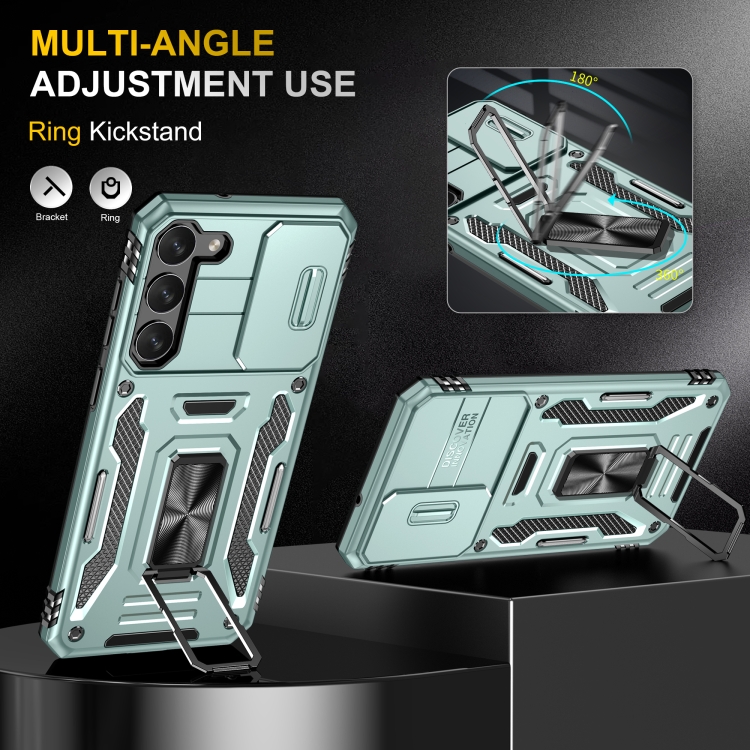 For Samsung Galaxy S23+ 5G Armor PC + TPU Camera Shield Phone Case(Alpine Green) For Samsung Galaxy S23+ 5G Armor PC + TPU Camera Shield Phone Case(Alpine Green)