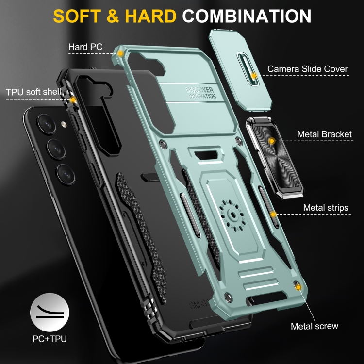 For Samsung Galaxy S23+ 5G Armor PC + TPU Camera Shield Phone Case(Alpine Green) For Samsung Galaxy S23+ 5G Armor PC + TPU Camera Shield Phone Case(Alpine Green)
