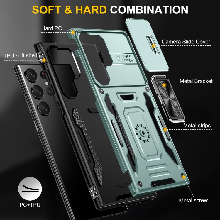 For Samsung Galaxy S24 Ultra 5G Armor PC + TPU Camera Shield Phone Case(Alpine Green) For Samsung Galaxy S24 Ultra 5G Armor PC + TPU Camera Shield Phone Case(Alpine Green)
