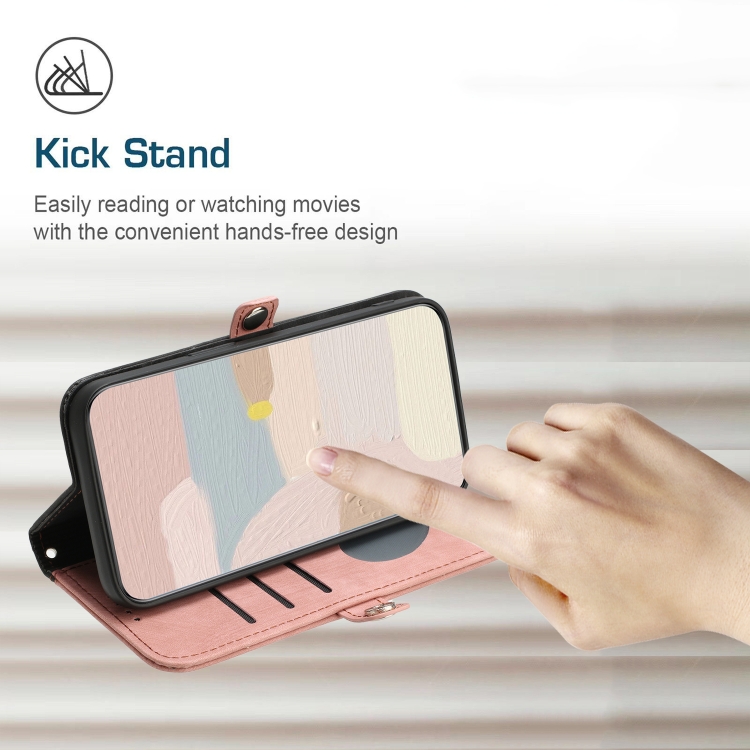 For Samsung Galaxy S23 FE 5G Side Buckle Double Fold Hand Strap Leather Phone Case(Pink) For Samsung Galaxy S23 FE 5G Side Buckle Double Fold Hand Strap Leather Phone Case(Pink)