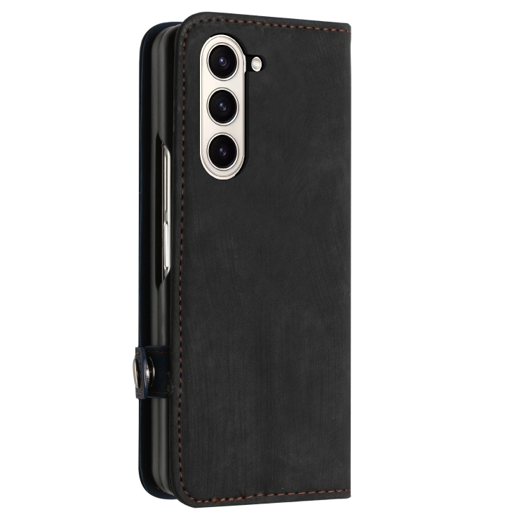For Samsung Galaxy Z Fold5 Side Buckle Double Fold Leather Phone Case(Royal Blue) For Samsung Galaxy Z Fold5 Side Buckle Double Fold Leather Phone Case(Royal Blue)