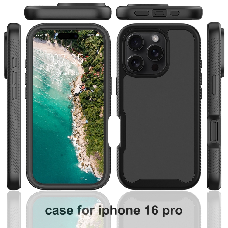 For iPhone 16 Pro Starry Sky Solid Color Series PC + TPU Phone Case with PET Film(Sky Blue) For iPhone 16 Pro Starry Sky Solid Color Series PC + TPU Phone Case with PET Film(Sky Blue)