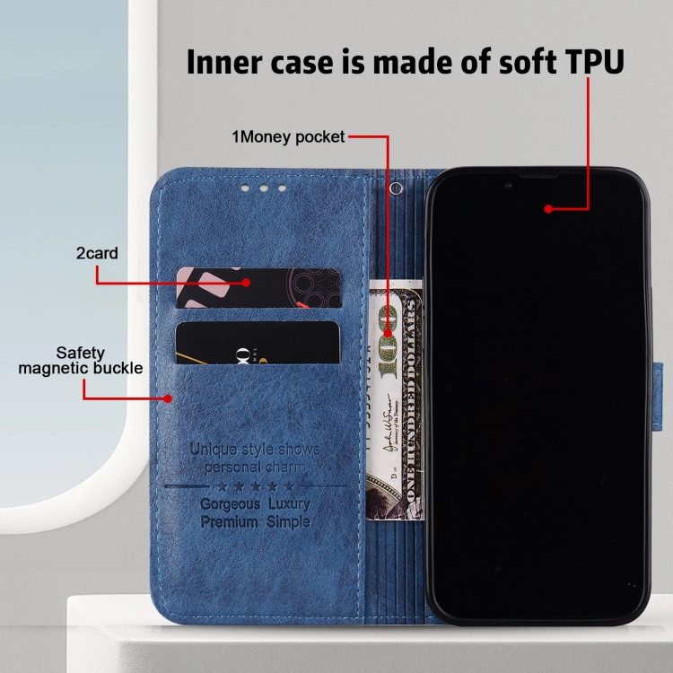 For Samsung Galaxy S23 FE Skin Feeling Oil Leather Texture PU + TPU Phone Case(Dark Blue) For Samsung Galaxy S23 FE Skin Feeling Oil Leather Texture PU + TPU Phone Case(Dark Blue)