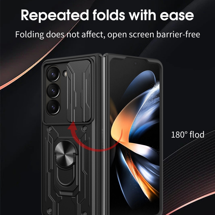 For Samsung Galaxy Z Fold5 Sliding Camshield TPU+PC Phone Case with Holder(Blue) For Samsung Galaxy Z Fold5 Sliding Camshield TPU+PC Phone Case with Holder(Blue)