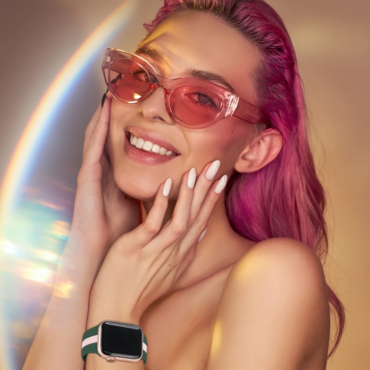 Para Apple Watch Series 9 41mm Faixa de relógio de silicone de cor dupla  com contraste (