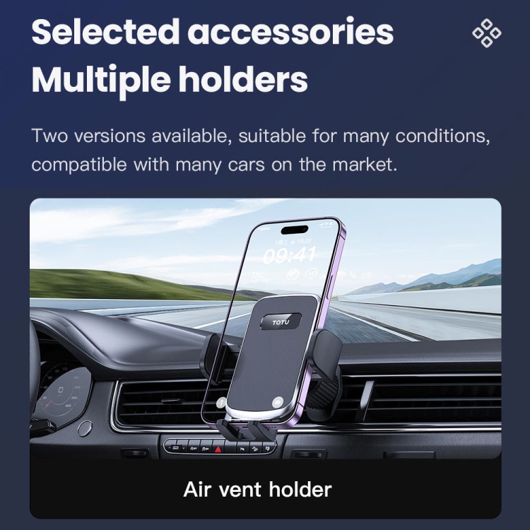 TOTU CH-5 One-Touch Locking Car Holder, Air-outlet Version(Black) TOTU CH-5 One-Touch Locking Car Holder, Air-outlet Version(Black)