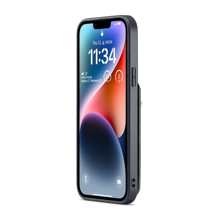 For iPhone 15 Fierre Shann Crazy Horse Card Holder Back Cover PU Phone Case(Black) For iPhone 15 Fierre Shann Crazy Horse Card Holder Back Cover PU Phone Case(Black)