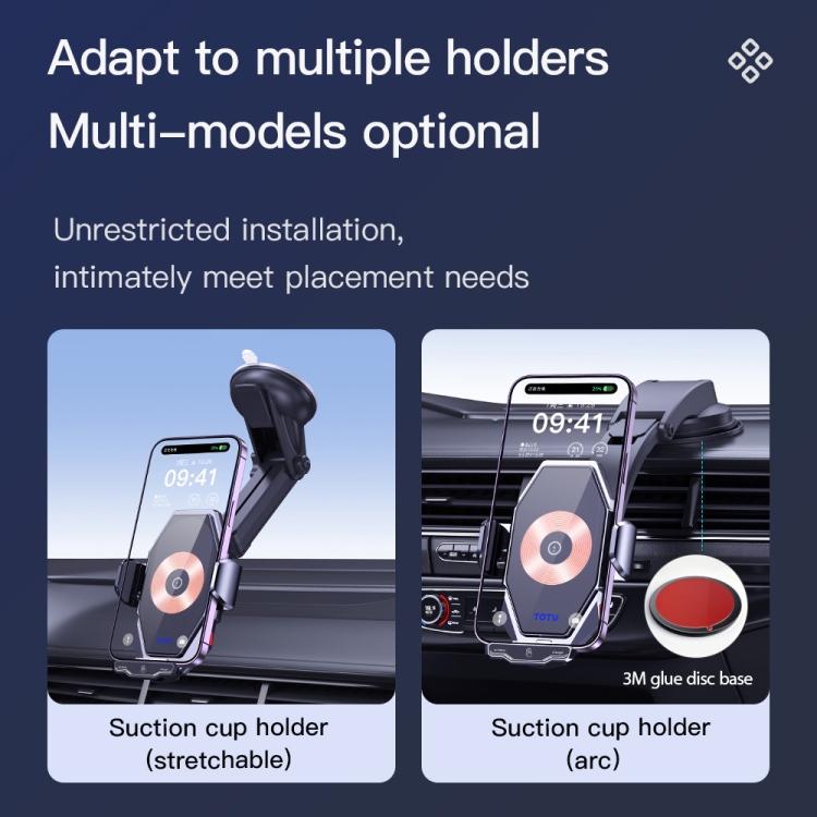 TOTU CH-1-W 15W Wireless Charging Car Holder, Suction Cup Version(Grey) TOTU CH-1-W 15W Wireless Charging Car Holder, Suction Cup Version(Grey)