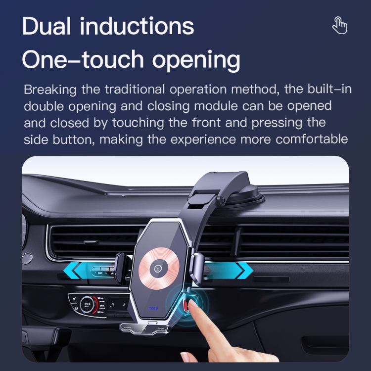 TOTU CH-1-W 15W Wireless Charging Car Holder, Suction Cup Version(Grey) TOTU CH-1-W 15W Wireless Charging Car Holder, Suction Cup Version(Grey)