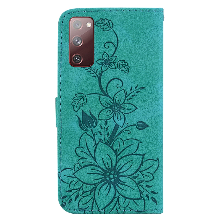 For Samsung Galaxy S20 FE 4G / 5G Lily Embossed Leather Phone Case(Green) For Samsung Galaxy S20 FE 4G / 5G Lily Embossed Leather Phone Case(Green)