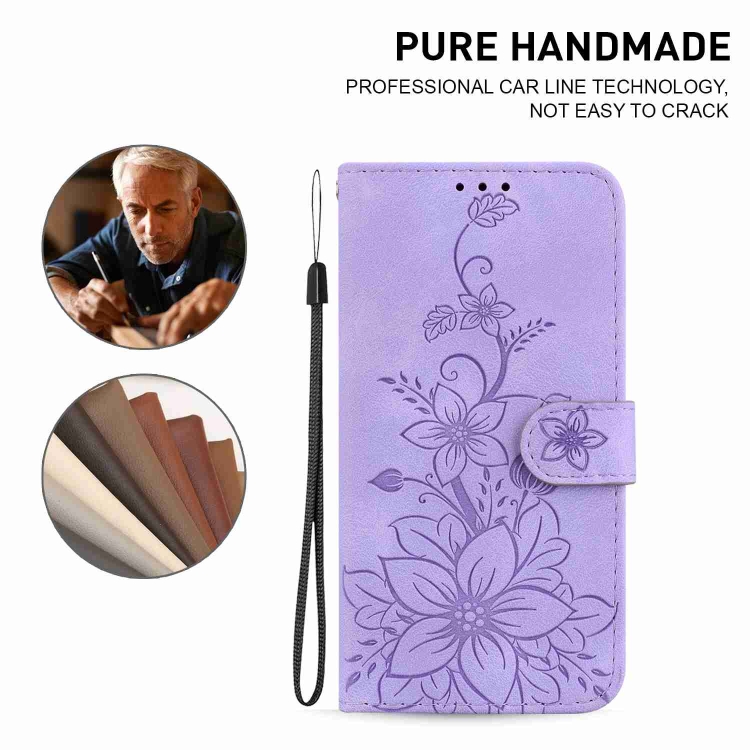 For Samsung Galaxy S21 5G Lily Embossed Leather Phone Case(Purple) For Samsung Galaxy S21 5G Lily Embossed Leather Phone Case(Purple)