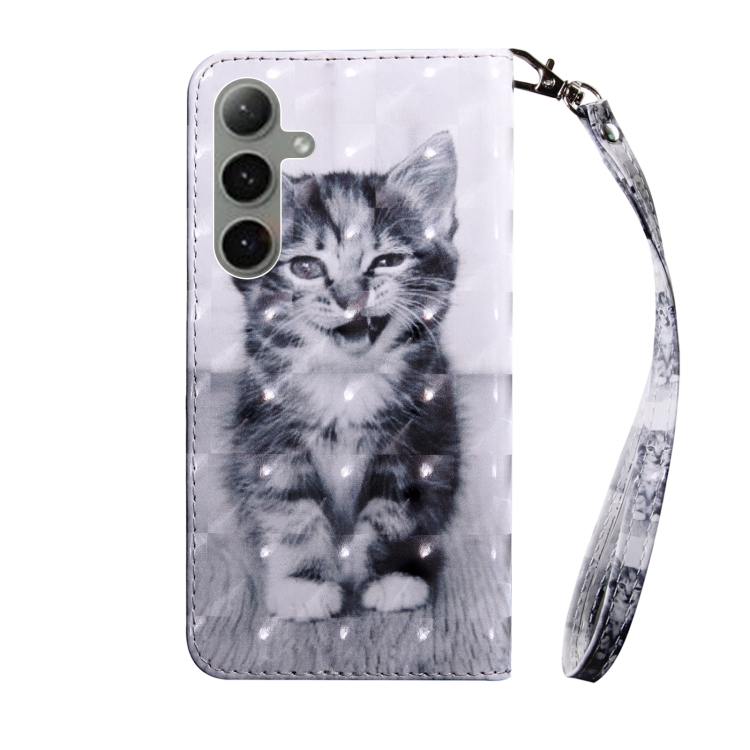 For Samsung Galaxy S24+ 5G 3D Painted Leather Phone Case(Smile Cat) For Samsung Galaxy S24+ 5G 3D Painted Leather Phone Case(Smile Cat)