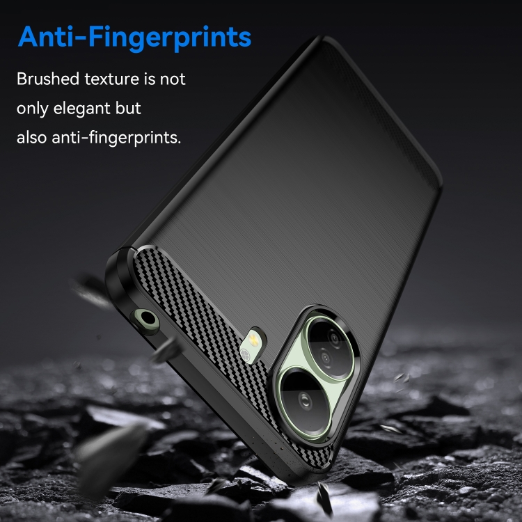 Para Xiaomi Poco C65 Funda de teléfono TPU de fibra de carbono con textura  cepillada (Negro)