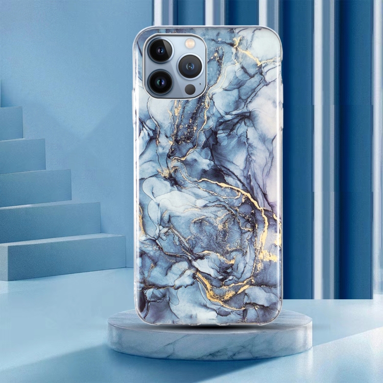 IMD Marble TPU Phone Case For iPhone 15 Pro Max(Grey) - 3