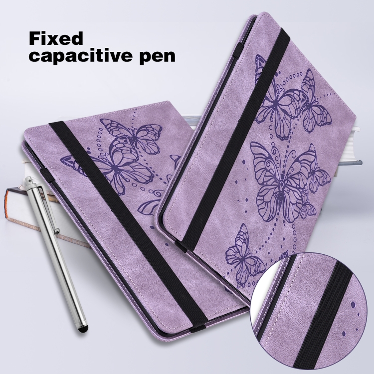 For Samsung Galaxy Tab S9 Embossed Butterfly Pattern Leather Tablet Case(Purple) For Samsung Galaxy Tab S9 Embossed Butterfly Pattern Leather Tablet Case(Purple)