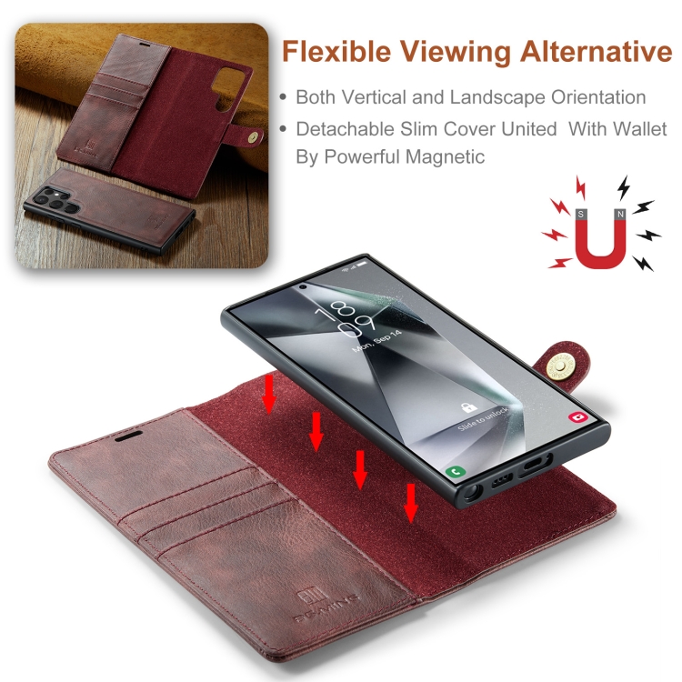 For Samsung Galaxy S24 Ultra 5G DG.MING Crazy Horse Texture Detachable Magnetic Leather Case(Red) For Samsung Galaxy S24 Ultra 5G DG.MING Crazy Horse Texture Detachable Magnetic Leather Case(Red)