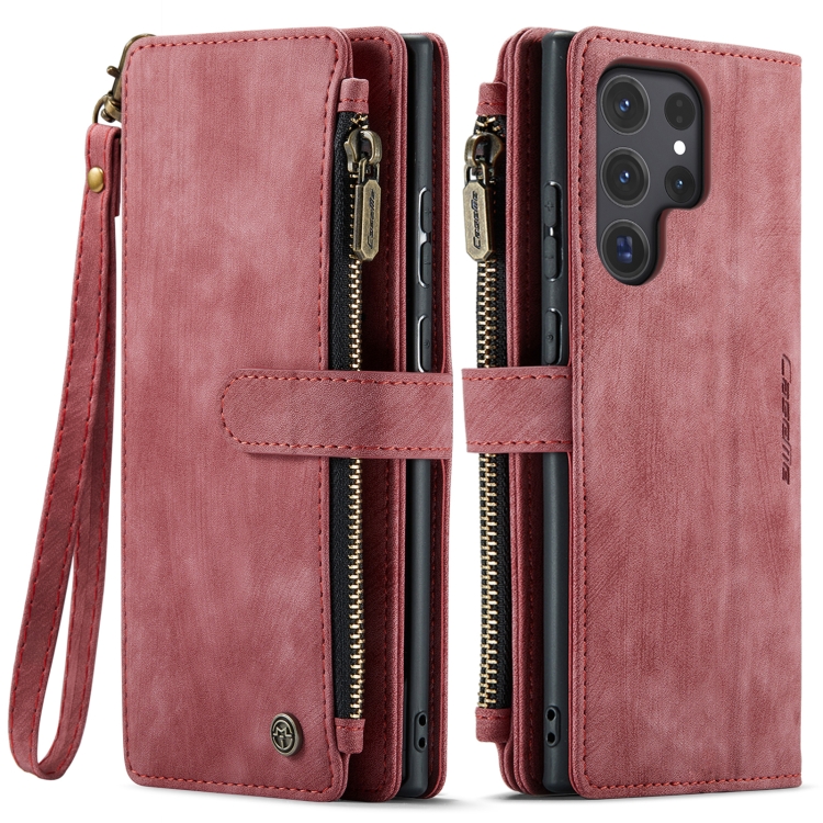 For Samsung Galaxy S24 Ultra 5G CaseMe C30 Card Slots Zipper Wallet Leather Phone Case(Red) For Samsung Galaxy S24 Ultra 5G CaseMe C30 Card Slots Zipper Wallet Leather Phone Case(Red)