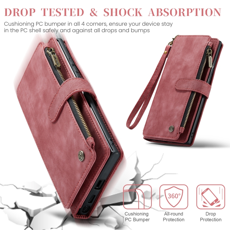 For Samsung Galaxy S24 Ultra 5G CaseMe C30 Card Slots Zipper Wallet Leather Phone Case(Red) For Samsung Galaxy S24 Ultra 5G CaseMe C30 Card Slots Zipper Wallet Leather Phone Case(Red)