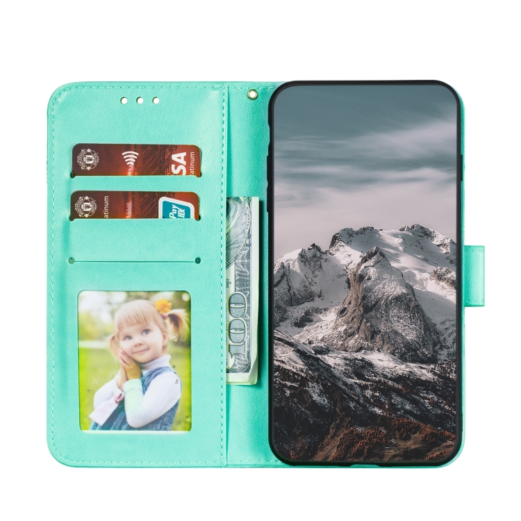 For iPhone 15 Sun Mandala Embossing Leather Phone Case(Green) For iPhone 15 Sun Mandala Embossing Leather Phone Case(Green)