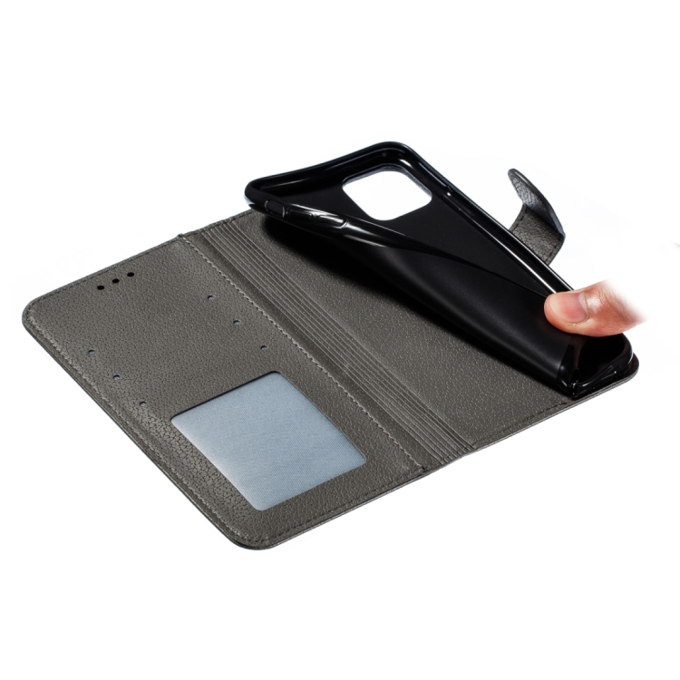 For iPhone 15 Feather Pattern Litchi Texture Leather Phone Case(Gray) For iPhone 15 Feather Pattern Litchi Texture Leather Phone Case(Gray)