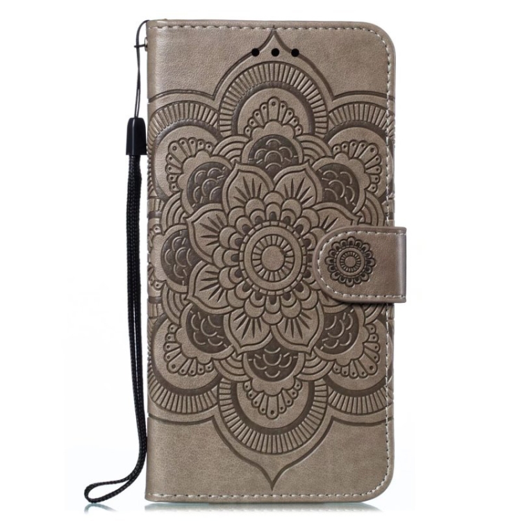 For iPhone 16 Mandala Embossing Pattern Horizontal Flip Leather Phone Case(Gray) For iPhone 16 Mandala Embossing Pattern Horizontal Flip Leather Phone Case(Gray)