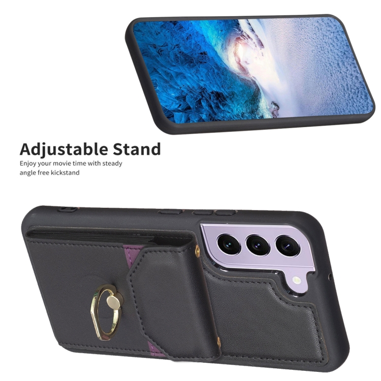 For Samsung Galaxy S21+ 5G BF29 Organ Card Bag Ring Holder Phone Case(Black) For Samsung Galaxy S21+ 5G BF29 Organ Card Bag Ring Holder Phone Case(Black)