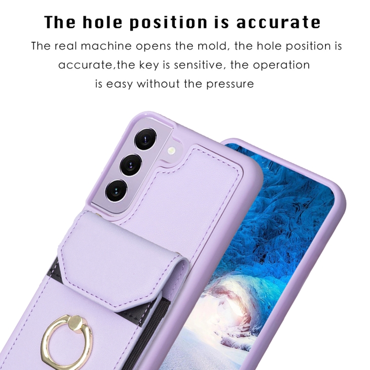 For Samsung Galaxy S22 5G BF29 Organ Card Bag Ring Holder Phone Case(Purple) For Samsung Galaxy S22 5G BF29 Organ Card Bag Ring Holder Phone Case(Purple)