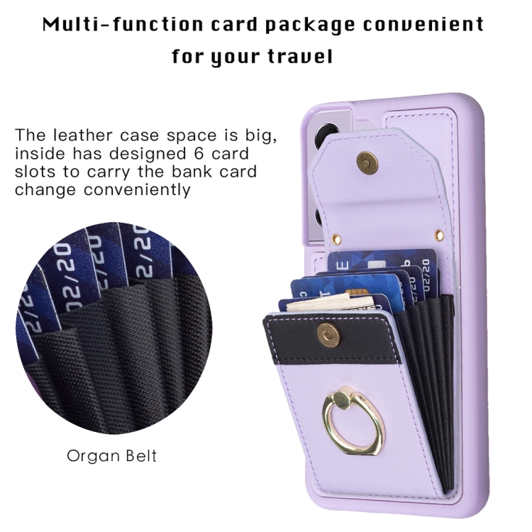 For Samsung Galaxy S22 5G BF29 Organ Card Bag Ring Holder Phone Case(Purple) For Samsung Galaxy S22 5G BF29 Organ Card Bag Ring Holder Phone Case(Purple)
