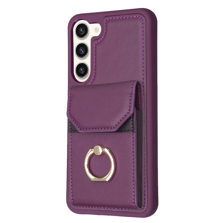 For Samsung Galaxy S23+ 5G BF29 Organ Card Bag Ring Holder Phone Case(Dark Purple) For Samsung Galaxy S23+ 5G BF29 Organ Card Bag Ring Holder Phone Case(Dark Purple)