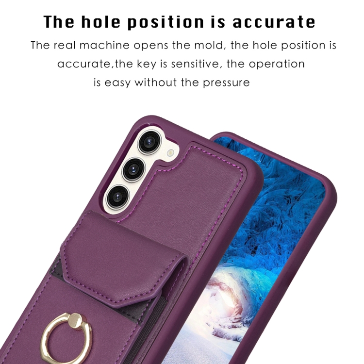 For Samsung Galaxy S23+ 5G BF29 Organ Card Bag Ring Holder Phone Case(Dark Purple) For Samsung Galaxy S23+ 5G BF29 Organ Card Bag Ring Holder Phone Case(Dark Purple)