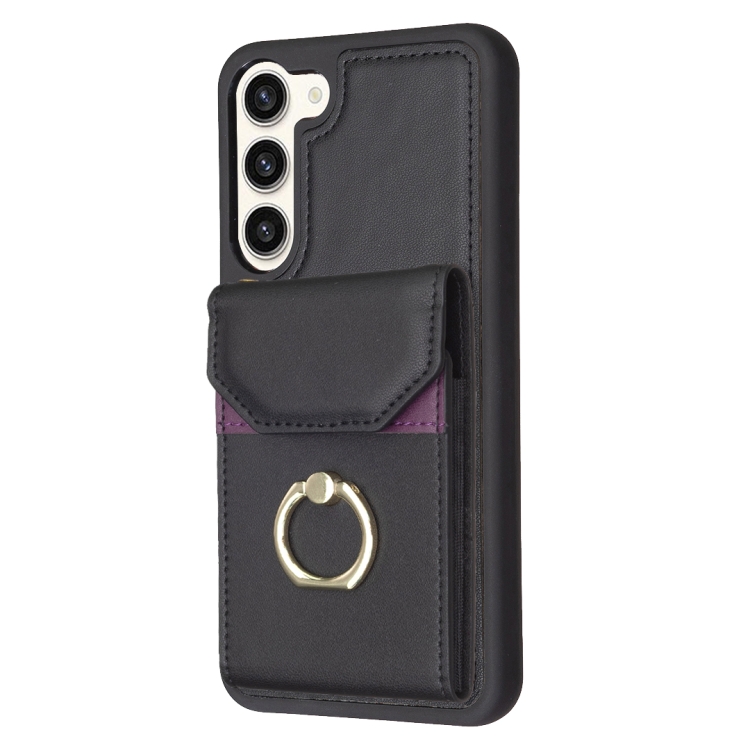 For Samsung Galaxy S23+ 5G BF29 Organ Card Bag Ring Holder Phone Case(Black)