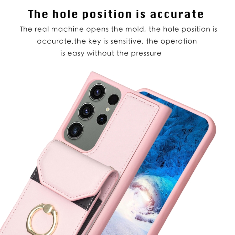 For Samsung Galaxy S23 Ultra 5G BF29 Organ Card Bag Ring Holder Phone Case(Pink) For Samsung Galaxy S23 Ultra 5G BF29 Organ Card Bag Ring Holder Phone Case(Pink)