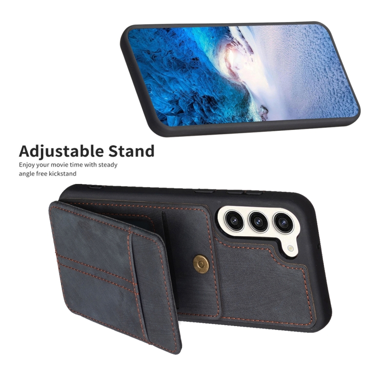 For Samsung Galaxy S23+ 5G BF28 Frosted Card Bag Phone Case with Holder(Black) For Samsung Galaxy S23+ 5G BF28 Frosted Card Bag Phone Case with Holder(Black)