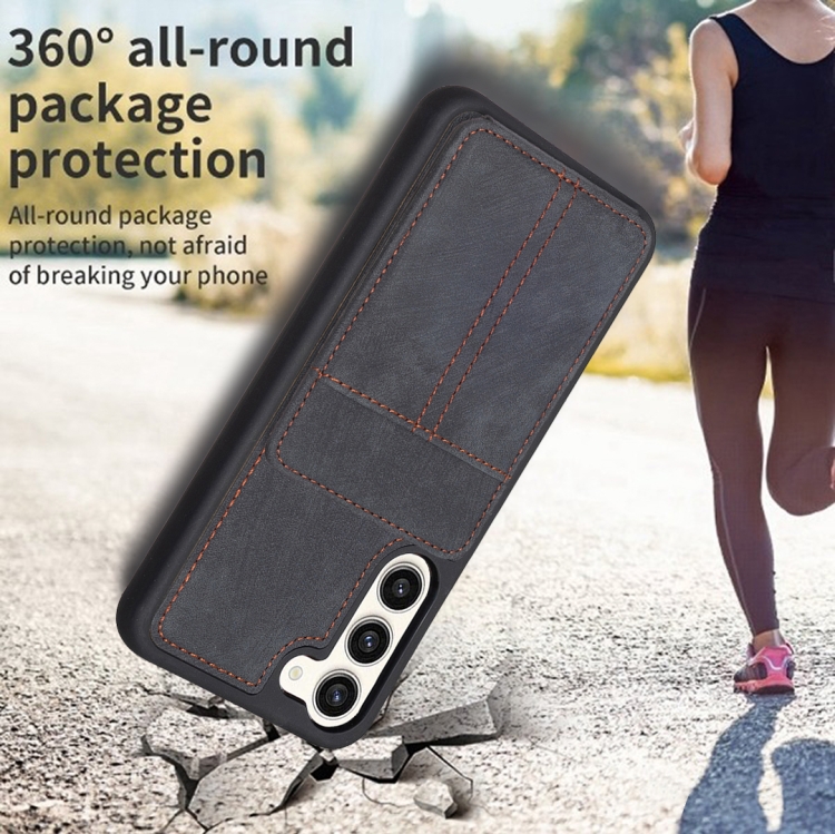 For Samsung Galaxy S23+ 5G BF28 Frosted Card Bag Phone Case with Holder(Black) For Samsung Galaxy S23+ 5G BF28 Frosted Card Bag Phone Case with Holder(Black)