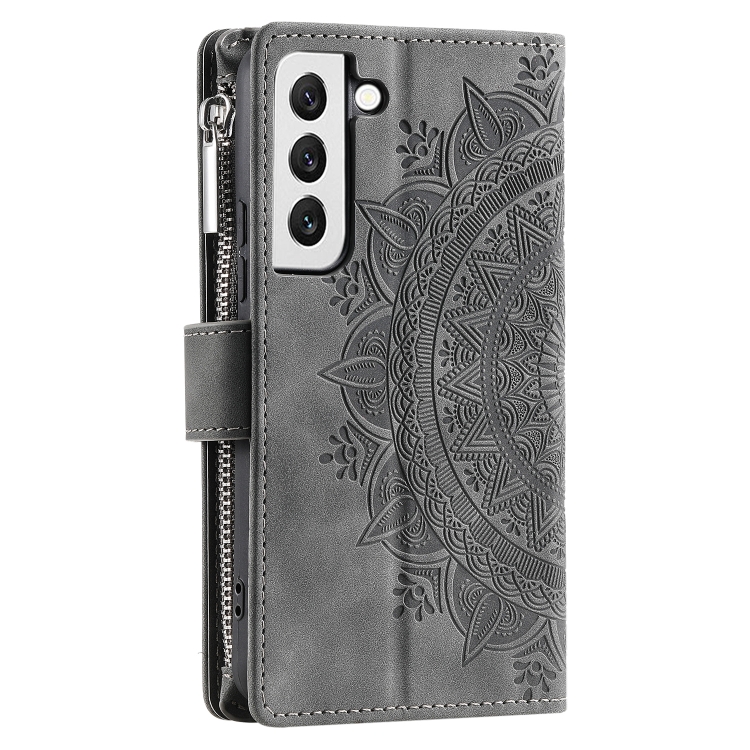 For Samsung Galaxy S22+ 5G Multi-Card Totem Zipper Leather Phone Case(Grey) For Samsung Galaxy S22+ 5G Multi-Card Totem Zipper Leather Phone Case(Grey)