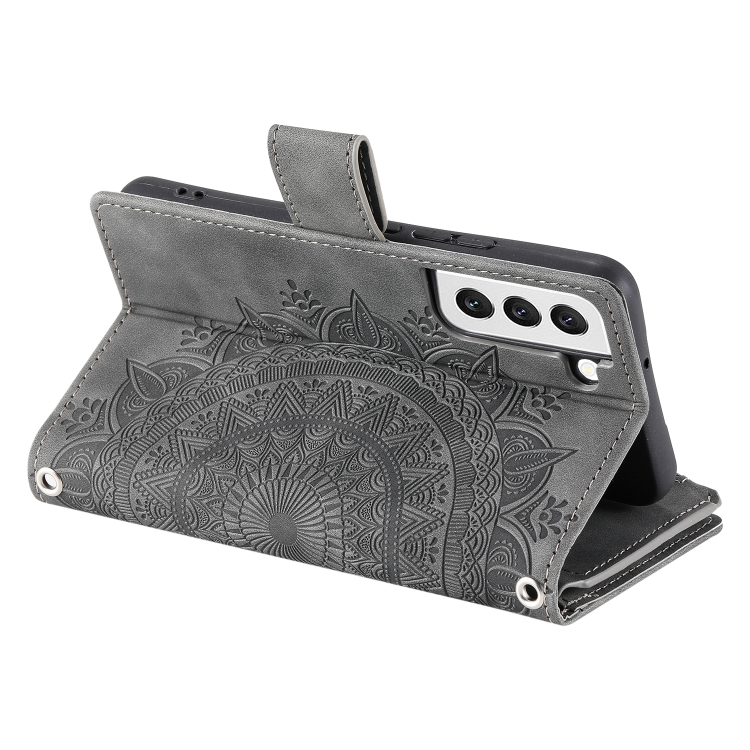 For Samsung Galaxy S22+ 5G Multi-Card Totem Zipper Leather Phone Case(Grey) For Samsung Galaxy S22+ 5G Multi-Card Totem Zipper Leather Phone Case(Grey)