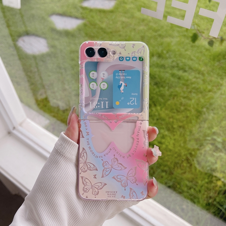 For Samsung Galaxy Z Flip6 5G Painted Pattern PC Transparent Folding Phone Case(Z112 Gradation Butterfly) For Samsung Galaxy Z Flip6 5G Painted Pattern PC Transparent Folding Phone Case(Z112 Gradation Butterfly)