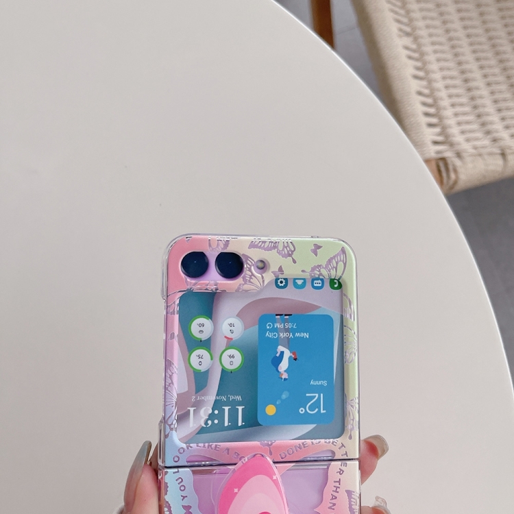 For Samsung Galaxy Z Flip6 5G Painted Pattern PC Transparent Folding Phone Case(Z112 Gradation Butterfly) For Samsung Galaxy Z Flip6 5G Painted Pattern PC Transparent Folding Phone Case(Z112 Gradation Butterfly)