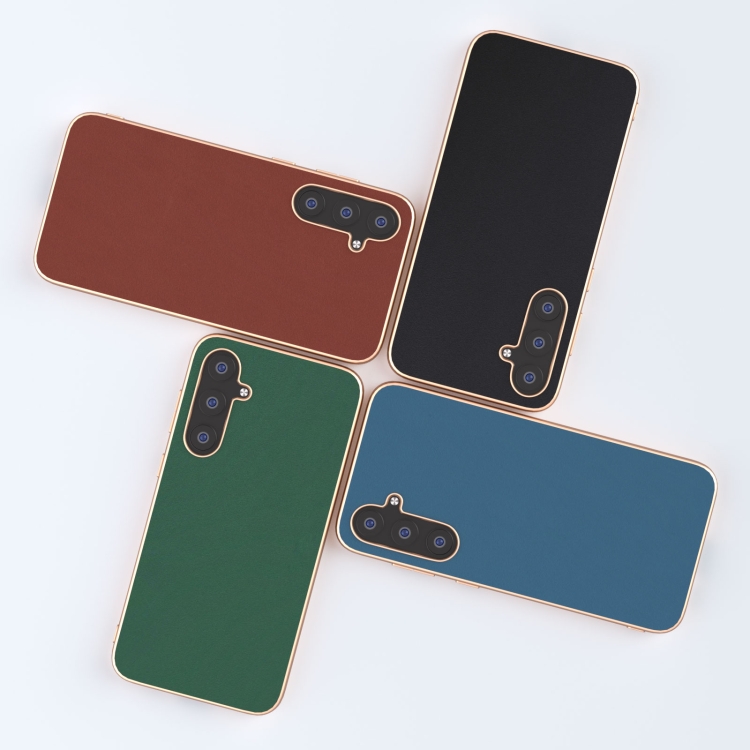 For Samsung Galaxy S23 FE 5G Genuine Leather Silk Series Nano Plating Phone Case(Black) For Samsung Galaxy S23 FE 5G Genuine Leather Silk Series Nano Plating Phone Case(Black)