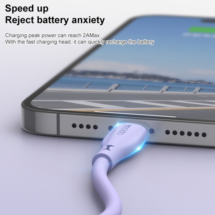 Yesido CA119L USB to 8 Pin Silicone Charging Data Cable, Cable Length: 1m(Blue) Yesido CA119L USB to 8 Pin Silicone Charging Data Cable, Cable Length: 1m(Blue)