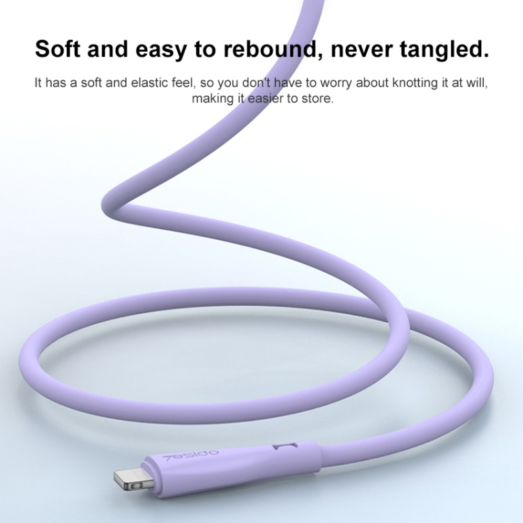 Yesido CA119L USB to 8 Pin Silicone Charging Data Cable, Cable Length: 1m(Blue) Yesido CA119L USB to 8 Pin Silicone Charging Data Cable, Cable Length: 1m(Blue)