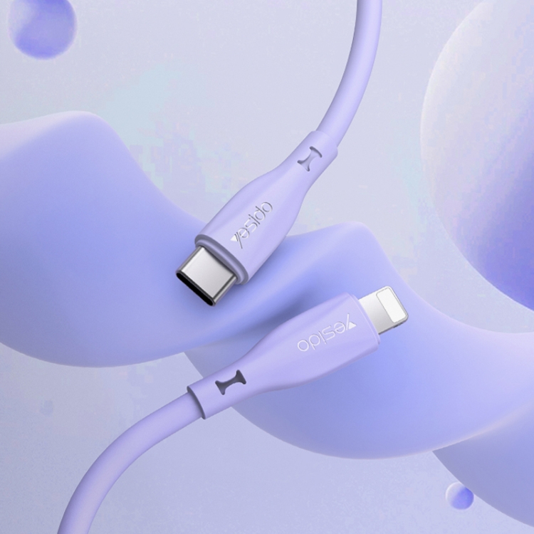 Yesido CA151 PD20W USB-C / Type-C to 8 Pin Silicone Charging Data Cable, Cable Length: 1m(Purple) Yesido CA151 PD20W USB-C / Type-C to 8 Pin Silicone Charging Data Cable, Cable Length: 1m(Purple)