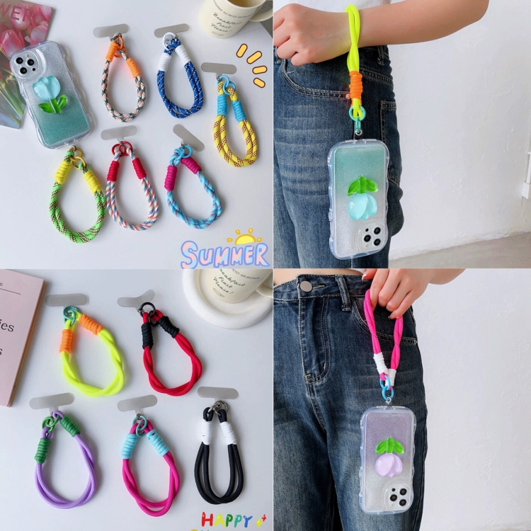 Dopamine Color Double Buckle Twist Rope Short Lanyard(Black White) Dopamine Color Double Buckle Twist Rope Short Lanyard(Black White)