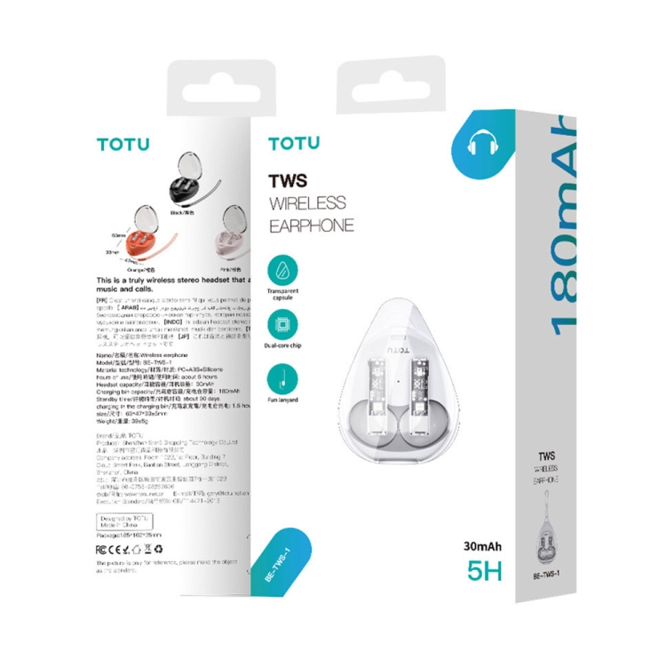 TOTU BE-1-TWS Bluetooth 5.3 Wireless Bluetooth Earphone(Pink) TOTU BE-1-TWS Bluetooth 5.3 Wireless Bluetooth Earphone(Pink)