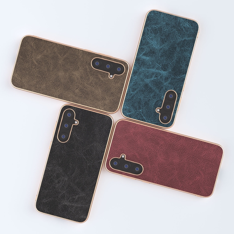 For Samsung Galaxy S23 FE 5G Plating Dream Litchi Texture PU Phone Case(Black)