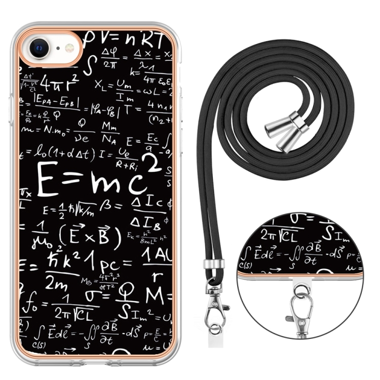 For iPhone SE 2022 / SE 2020 / 8 / 7 Electroplating Dual-side IMD Phone Case with Lanyard(Equation) For iPhone SE 2022 / SE 2020 / 8 / 7 Electroplating Dual-side IMD Phone Case with Lanyard(Equation)