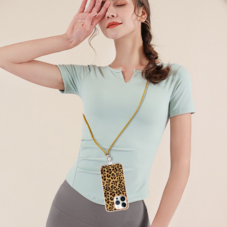 For iPhone 16 Pro Electroplating Dual-side IMD Phone Case with Lanyard(Leopard Print) For iPhone 16 Pro Electroplating Dual-side IMD Phone Case with Lanyard(Leopard Print)